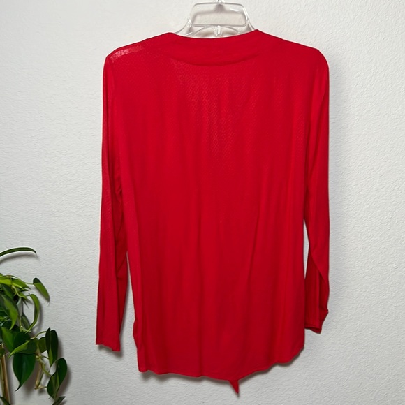 Urban Outfitters Silence + Noise Button Down Long Sleeve Tie Top Red Size Medium - Picture 2 of 11